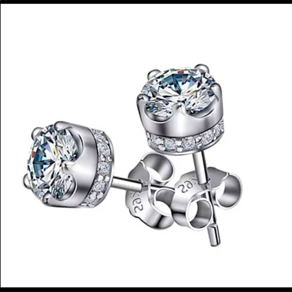 Brand new crown diamond Cz stud earrings